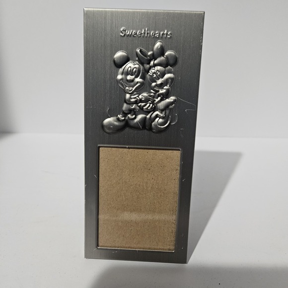 Disney Other - VTG Disney Mickey Minnie Mouse Silver Metal Photo Frame Sweethearts Frame